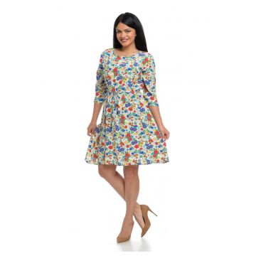 888115700-Rochie Dama cu Imprimeu Floral Multicolor
