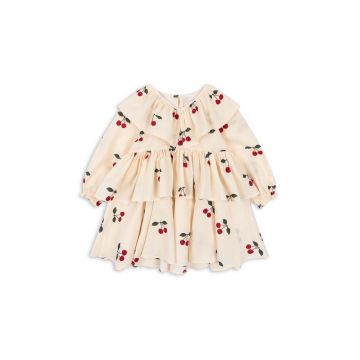 Konges Sløjd rochie din bumbac pentru copii LUNELLA DRESS GOTS culoarea bej, mini, evazati, KS101576 Konges Sløjd rochie din bumbac pentru copii LUNELLA DRESS GOTS culoarea bej, mini, evazati, KS101576