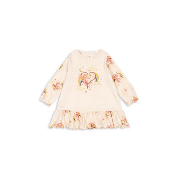 Konges Sløjd rochie din bumbac pentru copii GIO DRESS GOTS culoarea bej, mini, evazati, KS101527