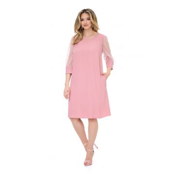 Rochie lejera cu buzunare laterale Eleonor - Roz pastel