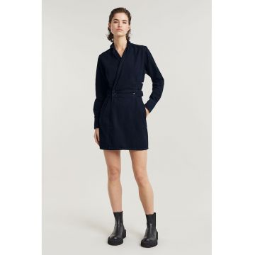 Rochie din denim cu maneci lungi si model petrecut