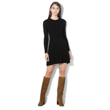 Rochie evazata tricotata fin Alma - Negru