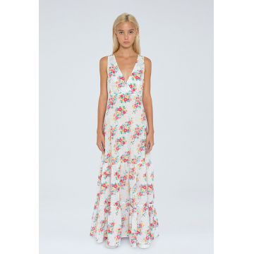 Rochie maxi evazata cu imprimeu floral