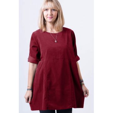 Rochie din catifea reiata, oversize, bordo Rochie din catifea reiata, oversize, bordo