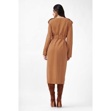 Rochie midi camel tip trench