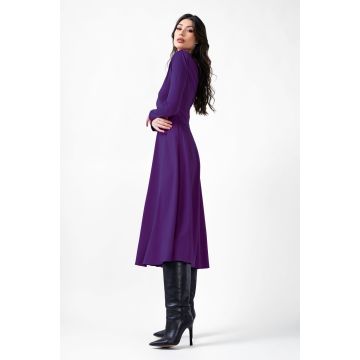Rochie midi mov cu drapaje