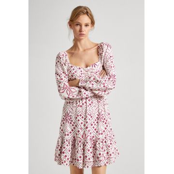 Rochie mini evazata cu model geometric