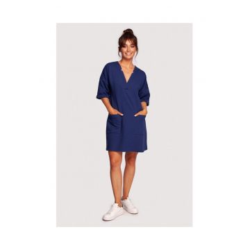 Rochie cu decolteu in V - Bumbac - Kaki