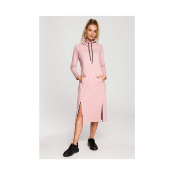 Rochie de dama  Cu maneca - Poliester - Bumbac - Roz pal