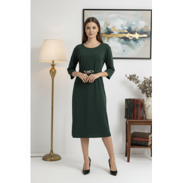 Rochie verde eleganta cu accesoriu in talie