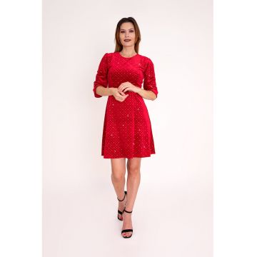 Rochie evazata cu aplicatii din strasuri Mirelle
