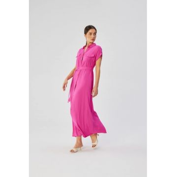 Rochie maxi din vascoza cu maneci scurte -