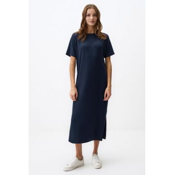 Rochie-tricou midi cu decolteu la baza gatului
