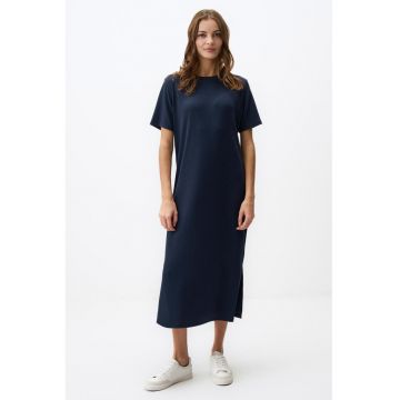 Rochie-tricou midi cu decolteu la baza gatului