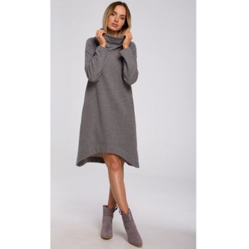 Rochie asimetrica cu guler inalt -