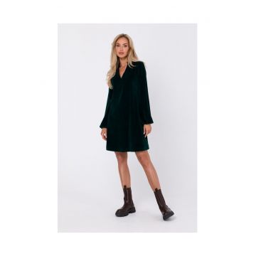 Rochie din velur cu decolteu in V -