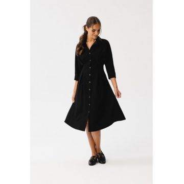 Rochie Emery cu pliuri in talie - - Negru