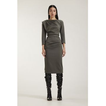 Rochie midi cu drapaj - Gri inchis
