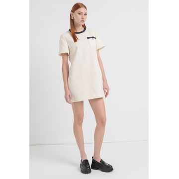Rochie mini dreapta din tuid cu ganituri impletite