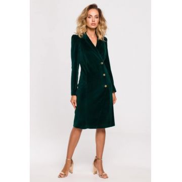 Rochie sacou din velur cu deschidere la spate -  Verde