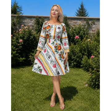 Rochie Traditionala stilizata cu motive florale Maria 5