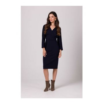 Rochie cu decolteu tip cache coeur -  Albastru inchis -