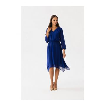 Rochie dama asimetrica -  Spumados - albastru de floarea de colt - XXL