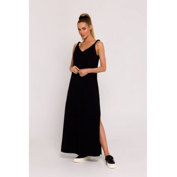 Rochie maxi cu decolteu adanc la spate -  Negru -