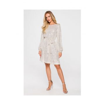 Rochie mini dama - Made of Emotion - Riohn - bej -