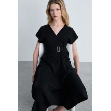 Rochie asimetrica din amestec de lyocell cu curea