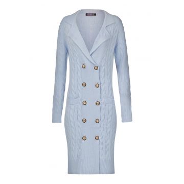 Rochie midi tricotata cu doua randuri de nasturi