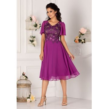 Rochie midi cu broderie florala