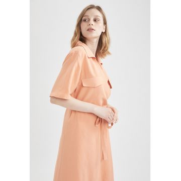 Rochie midi din amestec de in