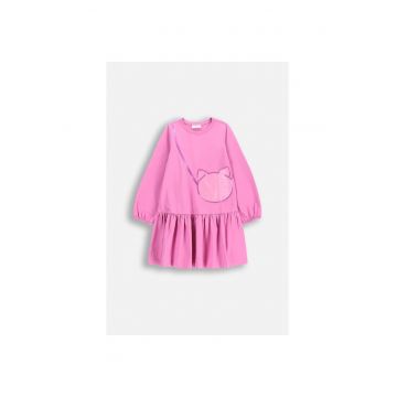 Rochie cu talie cazuta si paiete decorative - Roz garoafa