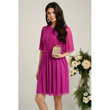 Rochie Dy Fashion scurta fucsia de ocazie din tull fin