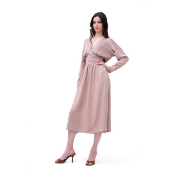 Rochie midi bej cu corset