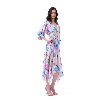 Rochie midi cu clini si print floral