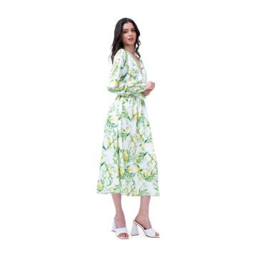 Rochie midi din print verde cu corset