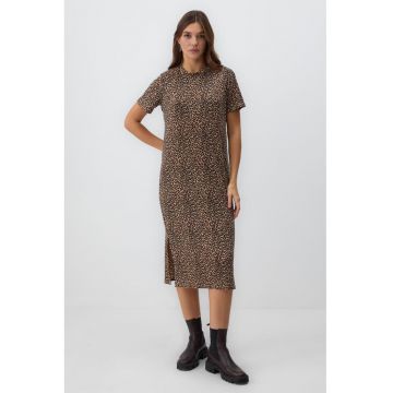 Rochie-tricou midi cu decolteu la baza gatului Rochie-tricou midi cu decolteu la baza gatului