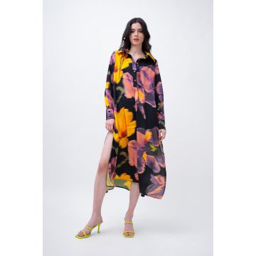 Printed Midi Dress With Side Slit