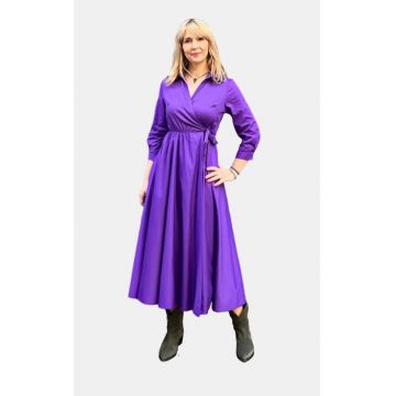 Rochie clos, petrecuta, din poplin de bumbac, mov