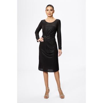 Rochie de ocazie din licra cu strass-uri in talie Pamina Neagra