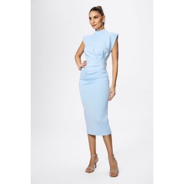 Rochie de ocazie din neopren cu brosa din strass-uri Leontine Bleu