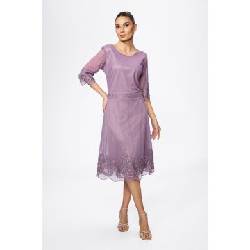 Rochie de ocazie din tull accesorizata cu strass-uri Ortensia Mov