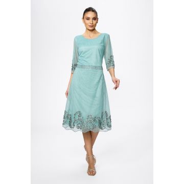 Rochie de ocazie din tull accesorizata cu strass-uri Ortensia Vernil
