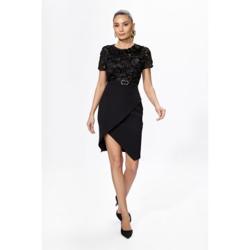 Rochie eleganta cu model petrecut si detalii 3D Simeea Neagra