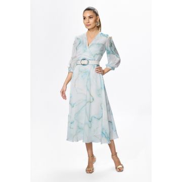 Rochie eleganta din voal cu imprimeu Karren Bleu