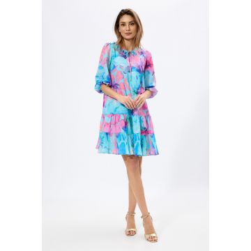 Rochie eleganta din voal cu imprimeu Mindy Bleu Multi