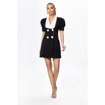 Rochie eleganta tip sacou cu maneci scurte bufante Brisilda Bicolora