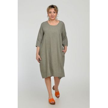 Rochie lalea din in, masura mare, bej inchis